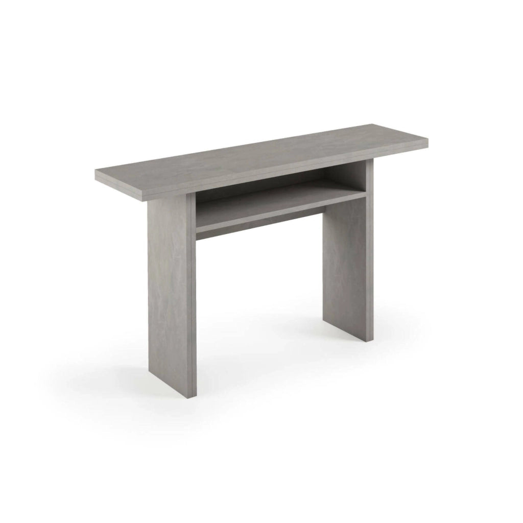 Consolle allungabile Agrippino, Tavolo da pranzo con apertura a libro, Consolle multiuso allungabile, 100% Made in Italy, 120x70h75 cm, Cemento