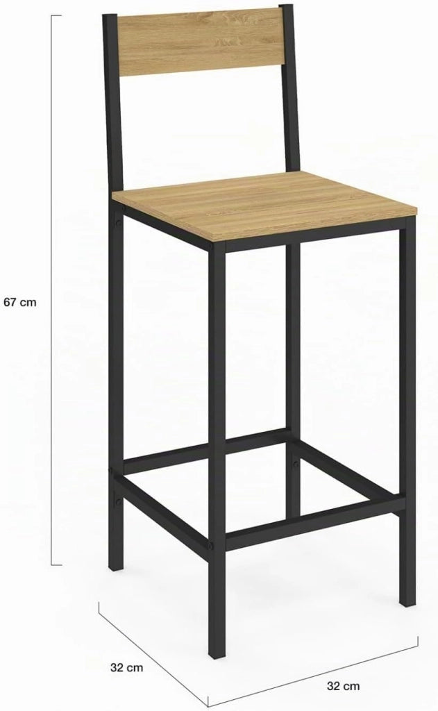 Set di 4 sgabelli da bar con schienale di design industriale DETROIT
