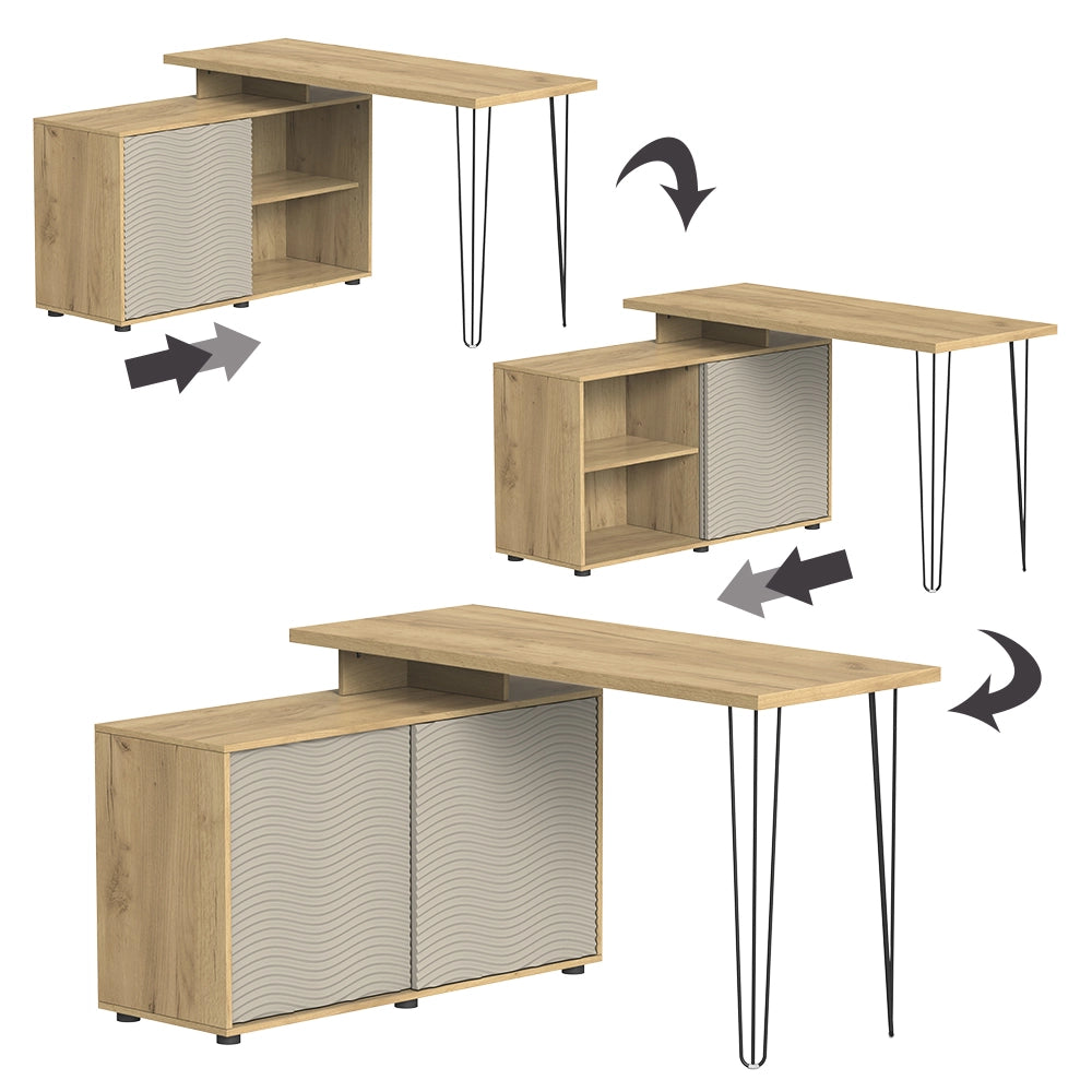 Vicco Scrivania angolare Cachemire 135 x 55 cm con schedario