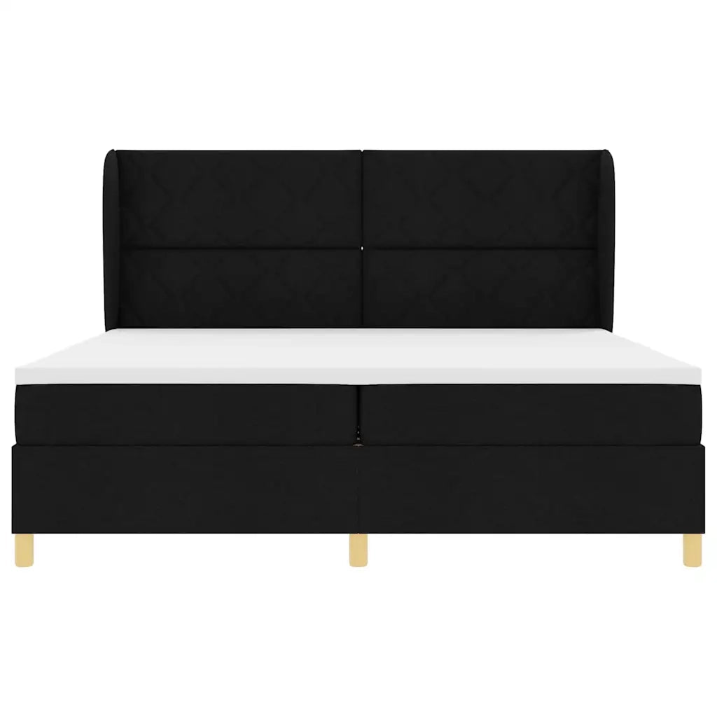 Letto a molle con materasso Nero 200 x 200 cm Tessuto