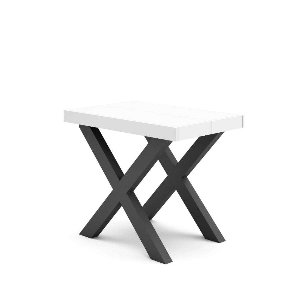 Consolle allungabile, 58 fino 262x90x73cm, Per 12 persone, Gambe in legno, Bianco RF2811