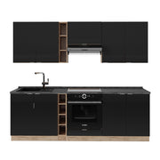Cucina componibile Fame-Line Nero rigato/Rovere dorato 235 cm, PL Antracite Vicco
