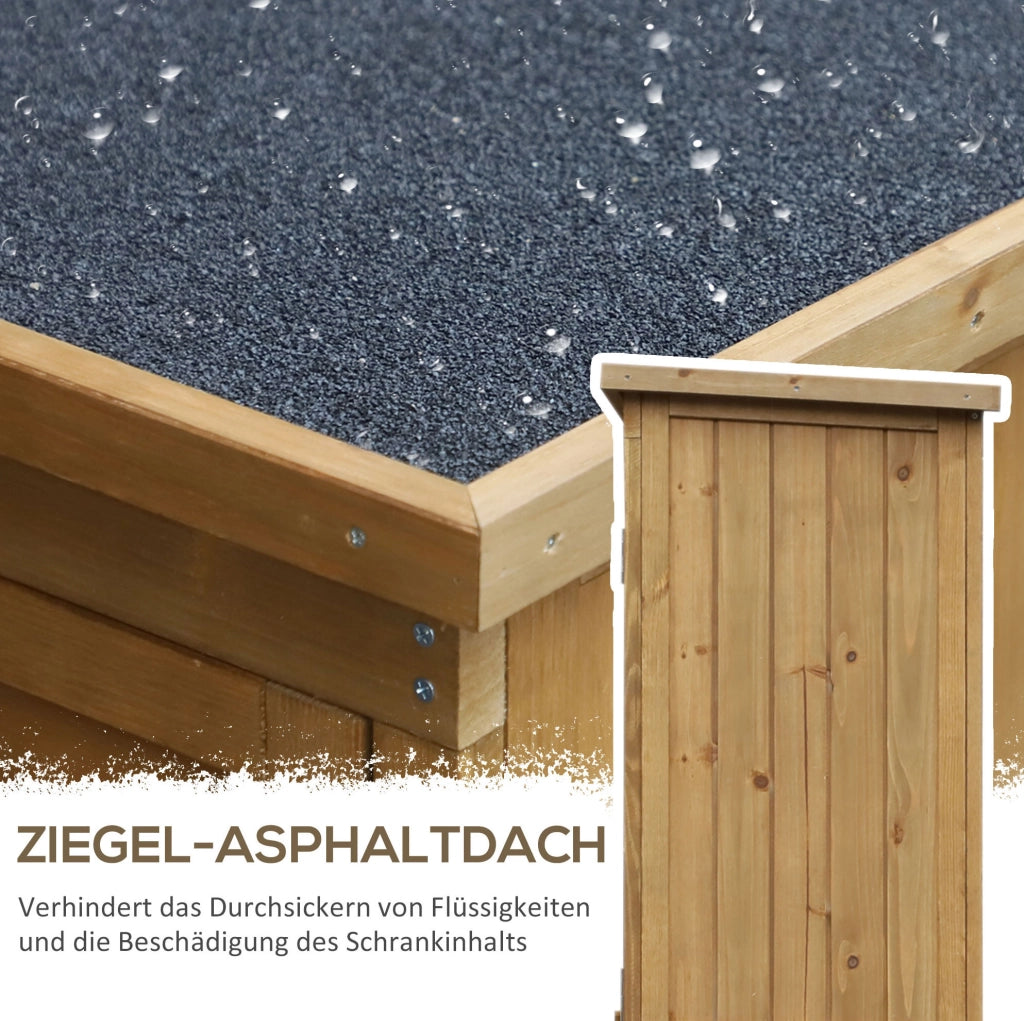 Armadio da giardino in legno con 3 ripiani 87 x 46,5 x 160 cm