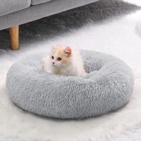 Letto caldo per gatti da posizionare all'interno - Tenuta del calore, lavabile, base antiscivolo - Grigio 40 cm