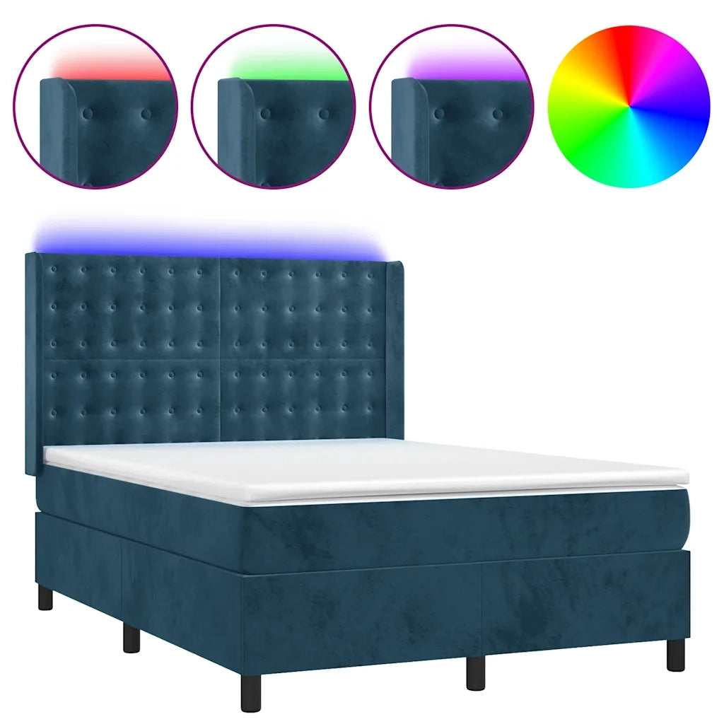 Letto a Molle con Materasso e LED Blu Scuro 140x190 cmcod mxl 123428