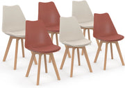 Lote de 6 sillas escandinavas SARA - mezcla de terracota x3 y beige x3