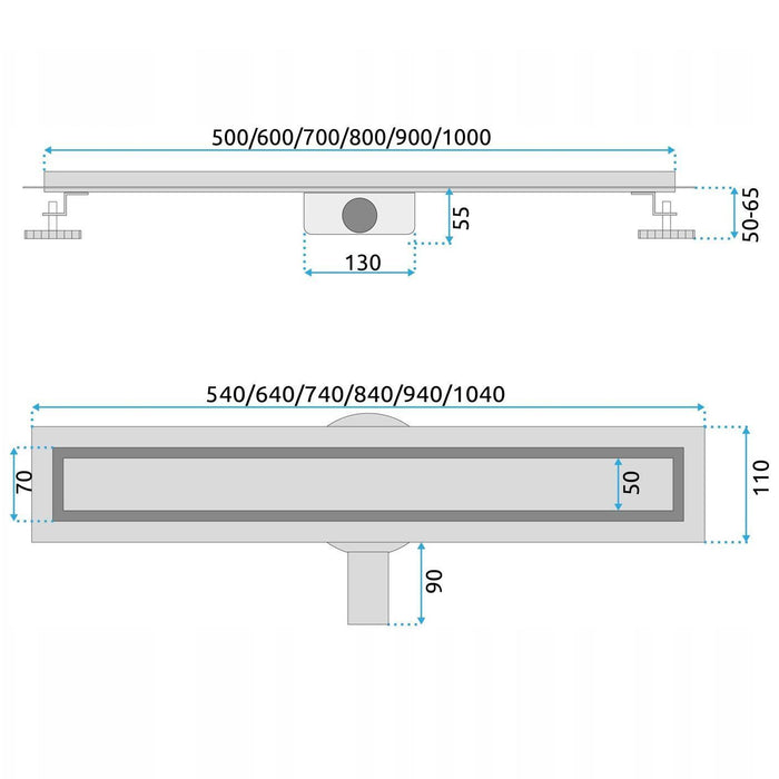 Scarico Lineare Rea Neox Pro Nickiel Brush 90
