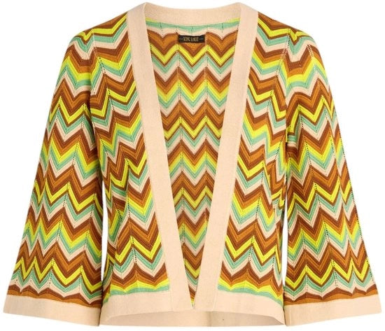 Vest Kimono stile per donne - con maniche corte - tessuto in cotone duraturo - stile casual - disegno zig-zag