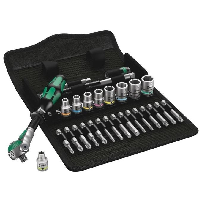Wera 05004016001 8100 SA 6 Set cricchetto Zyklop Speed 28 pezzi attacco 1-4'' metrico colore Verde