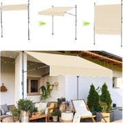Ombrellone da Sole - 350cm Ombrellone da Sole Raffreddabile - Protezione UV e Acqua per Terrazza, Giardino e Balcone - Beige