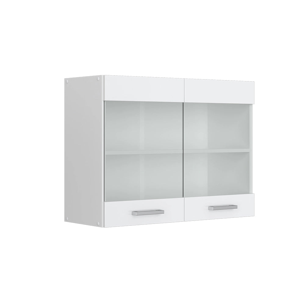 Vicco Mobile da cucina in vetro Bianco lucido 80 cm