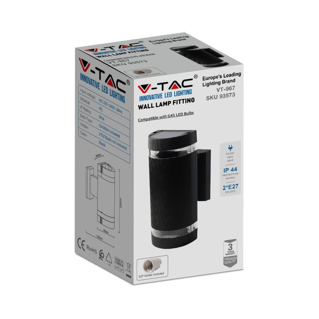 Luce murale a LED con Black Body IP44 E27 Round