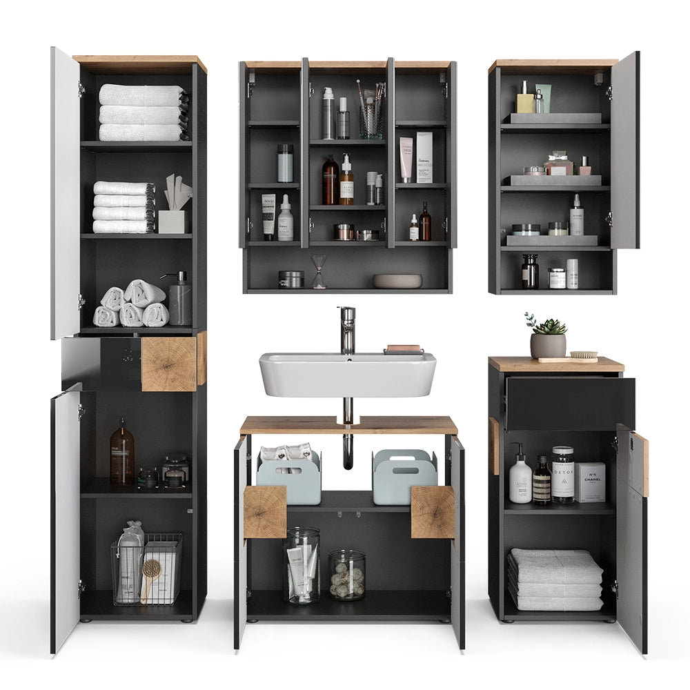 Set di mobili da bagno Eden Antracite 5 parti Vicco