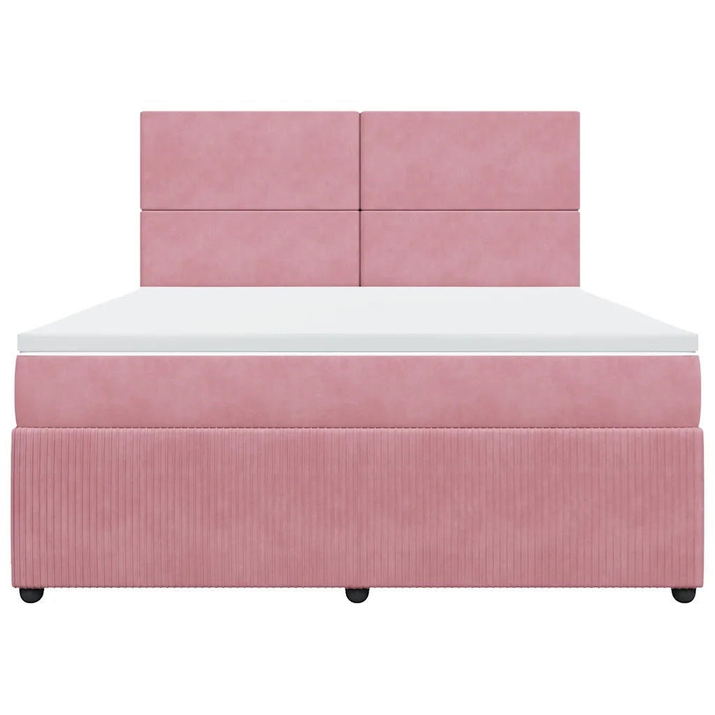 Giroletto a Molle con Materasso Rosa 180x200 cm in Velluto