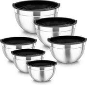 Set di 5 contenitori, contenitore in acciaio inossidabile con coperchio ermetico, misura 4,5 l, 2,7 l, 1,6 l, 1,1 l, 0,7 l, set di contenitori per la cucina, antiscivolo e stivabile