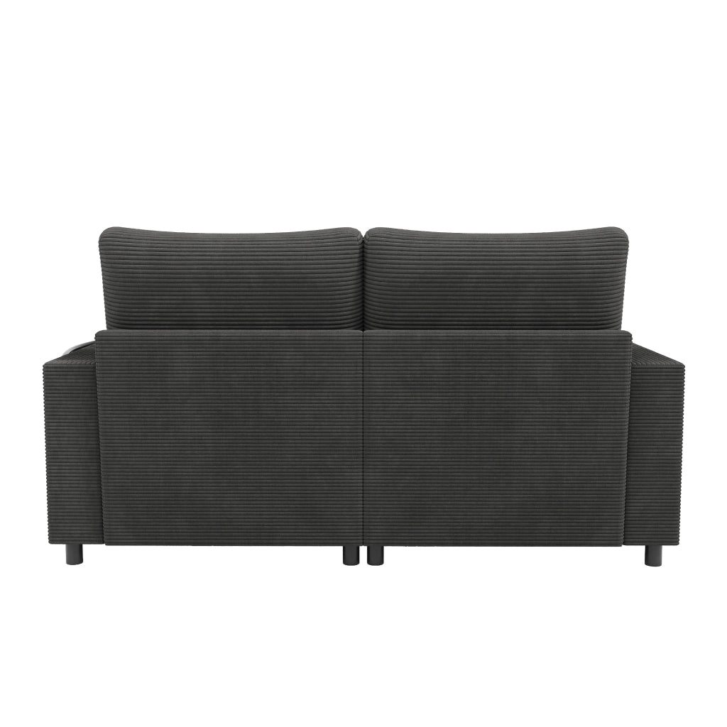 DIVANO 2 posti 163x140x82 cm Grigio in corduroy con 2 cuscini