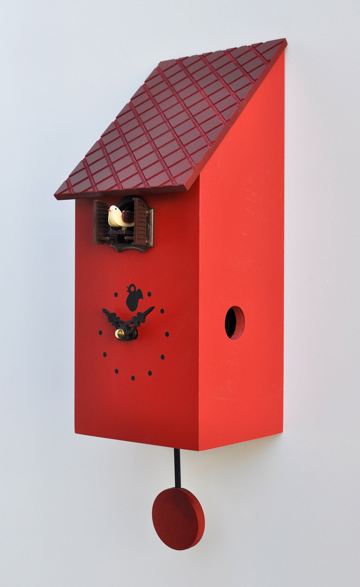 Orologio a Cucù da Parete 13x30x12 cm Pirondini Italia Portofino Rosso Carminio