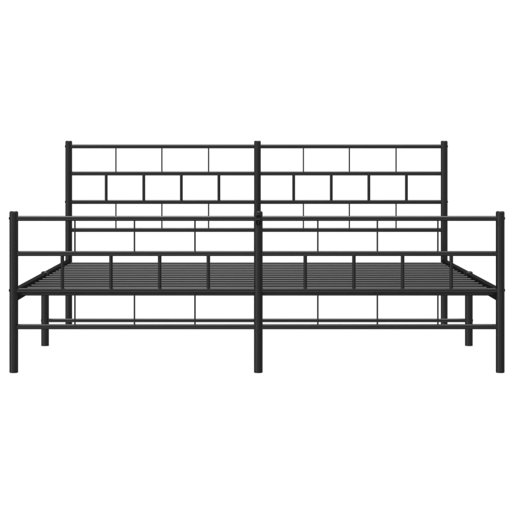 vidaXL Giroletto con Testiera e Pediera Metallo Nero 200x200 cm