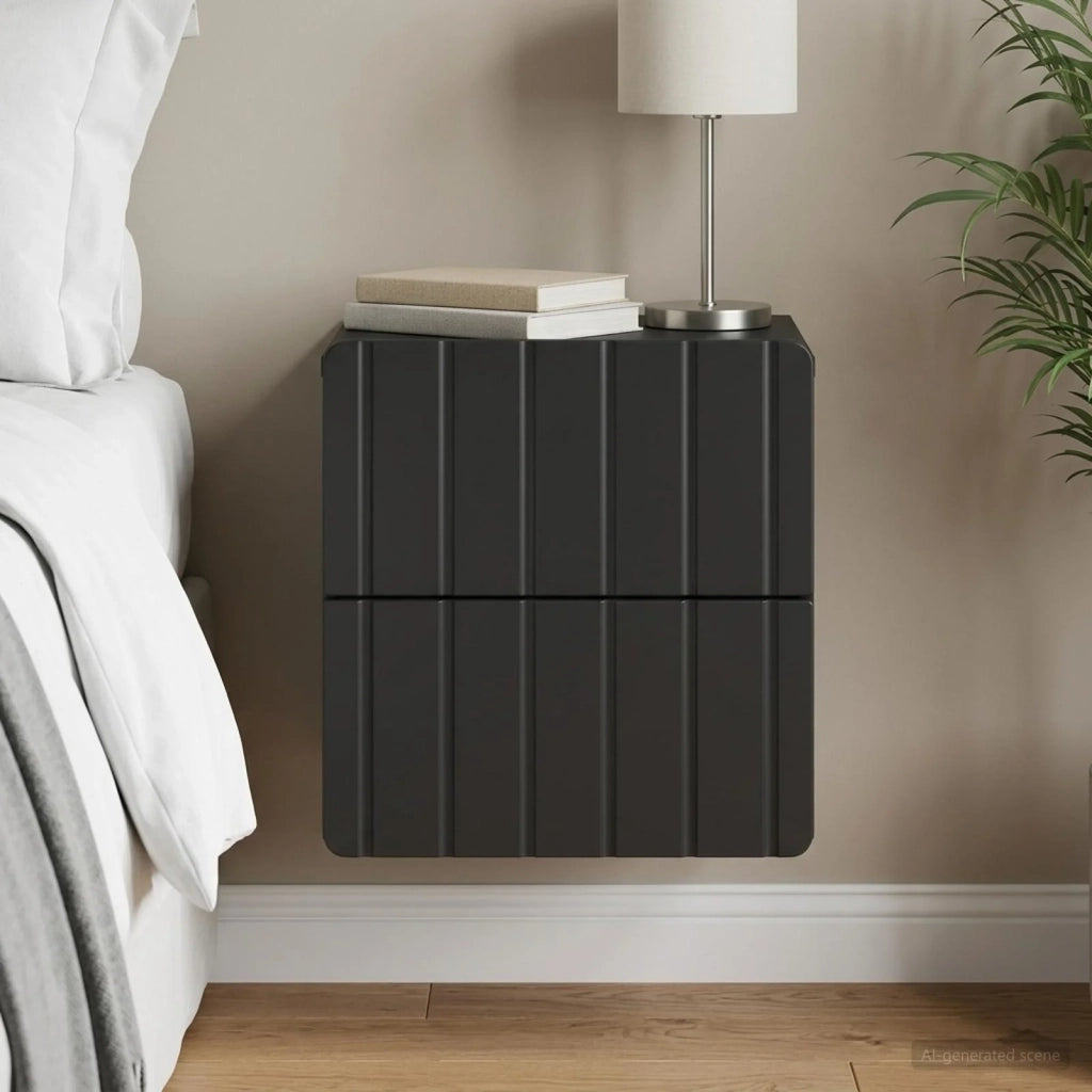 Mobiletto da notte a muro con cassetto Nero 33 x 34,5 x 43 cm 898297