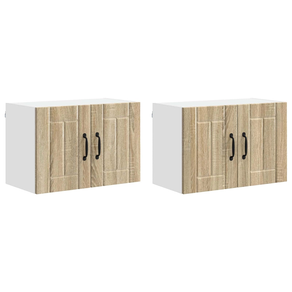 Set di 2 pensili da cucina moderni pratici per riporre oggetti 60 x 31 x 40 cm in legno composito effetto rovere Sonoma 02_0053945