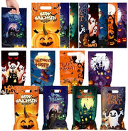 Set di 100 sacchetti per dolci con motivi Halloween a doppia faccia - maniglie - accessori per feste - Trick or Treat - costruzione duratura - sacchetti per dolci