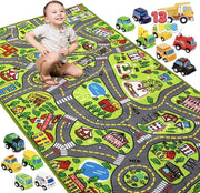 Immaginario di Città con 12 Auto a Ritardo | Set di Auto a Ritardo per Bambini | Età 3+ | Tappeto di Giocattolo Jumbo | Gioco di Simulazione di Città
