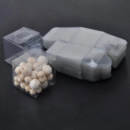 50 Pacchi di Cadeau in Plastica Transparente, 5 x 5 x 5 cm, Scatola Quadrata per Matrimoni, Feste e Regali