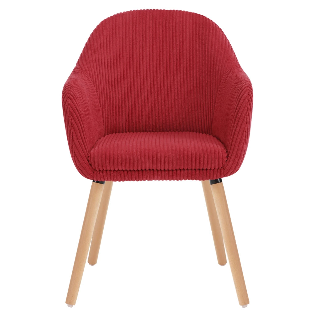 SEDIA Imbottita con Braccioli 53,5x46x83,5 cm Velluto a coste Rosso