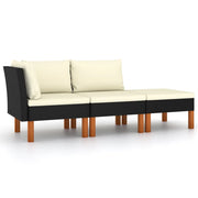 Set di Divani da Giardino 3 pz Polyrattan Massello di Eucalipto cod mxl 73661