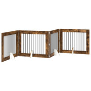 Cancello per cani con supporti 4 pz Rovere Fumo 100 x 80 cm CFW7582229