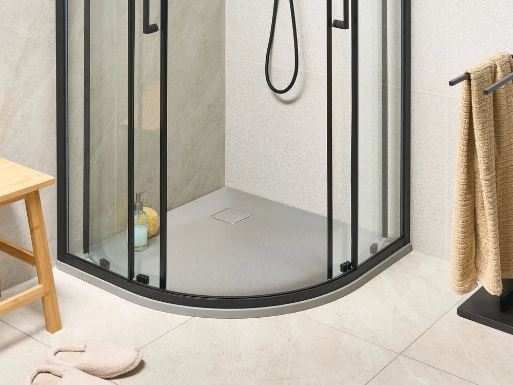 Piatto doccia con scarico grigio SMC 90 x 90 x 3 cm effetto pietra naturale minimalista