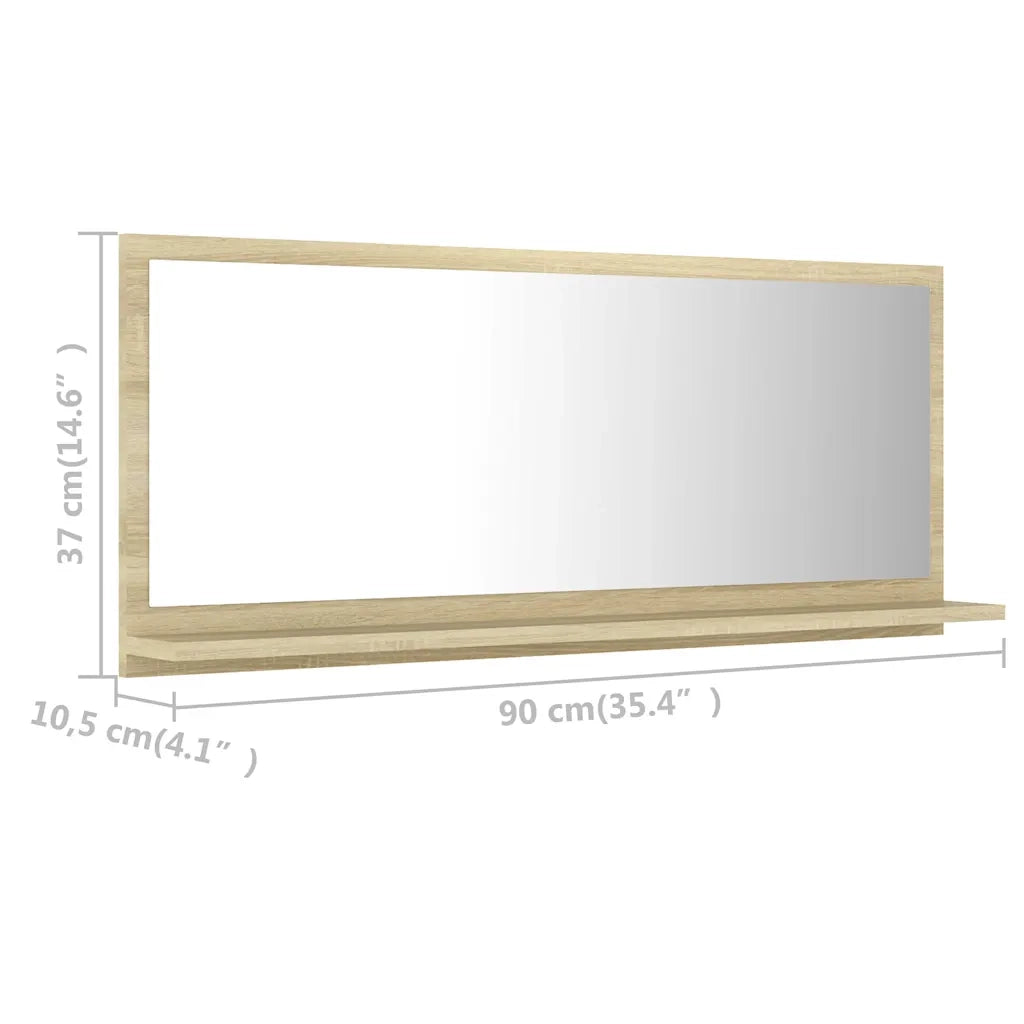Specchio da bagno-Specchio decorativo Rovere Sonoma 90x10,5x37 cm Legno Multistrato