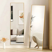 Specchio a figura intera, 162 x 52 cm,specchio da terra con supporto, specchio rettangolare a figura intera oro, autoportante o da appoggio