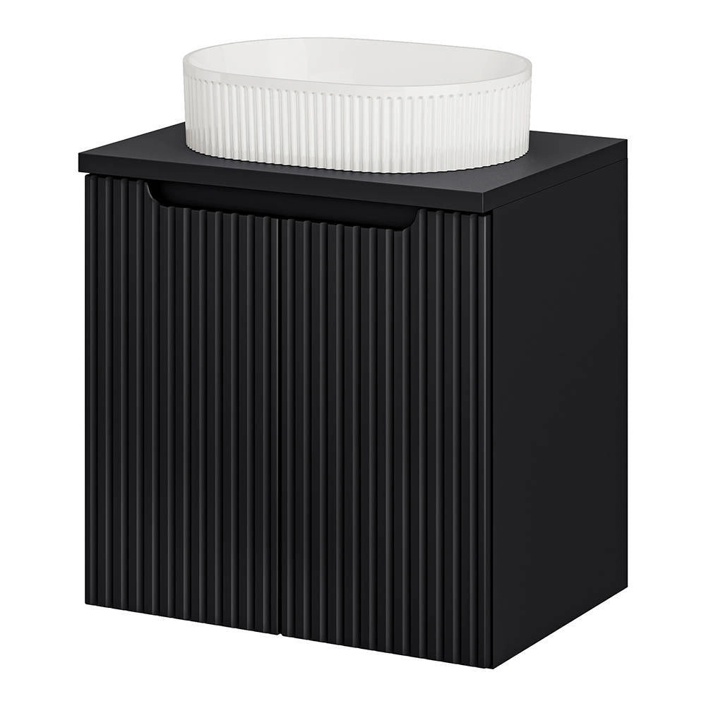 Mobile da Parete Sottolavabo NEWPORT a 2 Ante con Lavabo Ovale 60x71x40 cm - Nero [en.casa]