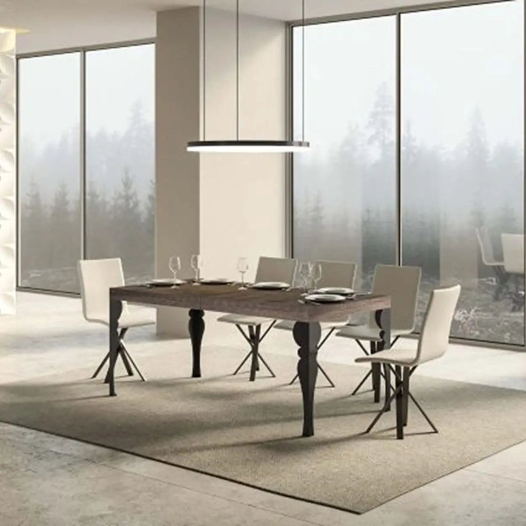Tavolo allungabile 180/284x90 cm Paxon Premium colore noce gambe antracite