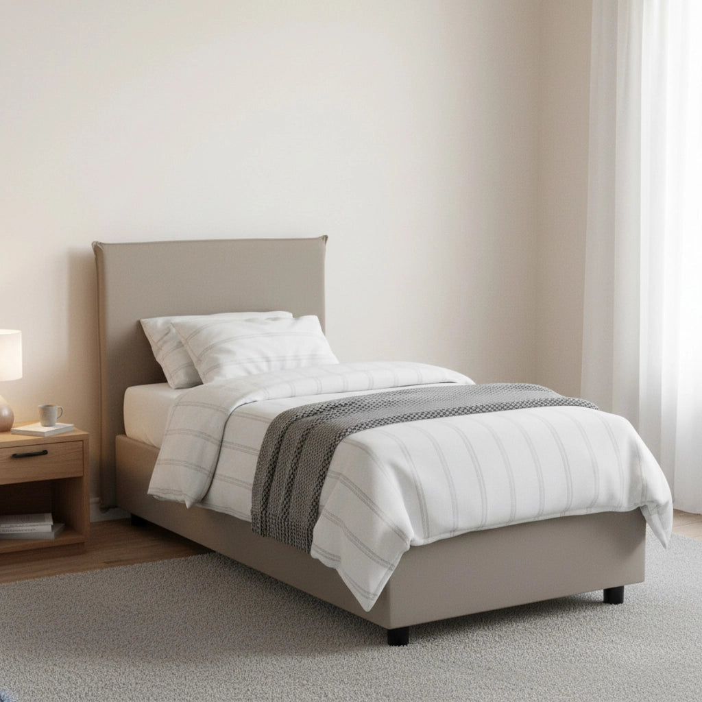 Artemisiai, Letto Singolo Contenitore Made in Italy, Grigio Tortora