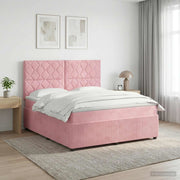 Letto Box Spring LED con Materasso Rosa 160 x 200 cm Velluto 3456112
