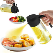 Olio per cucina 3 in 1, 470 ml, borosilicato, per forno a microonde e air fryer, contenitore da 470 ml, dispensatore di olio per cucina.