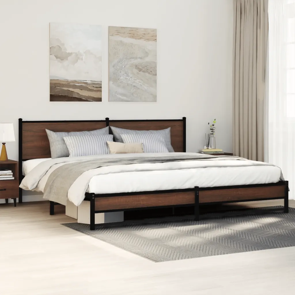 Giroletto senza Materaso in Metallo Rovere Marrone 193x203 cm 3301411