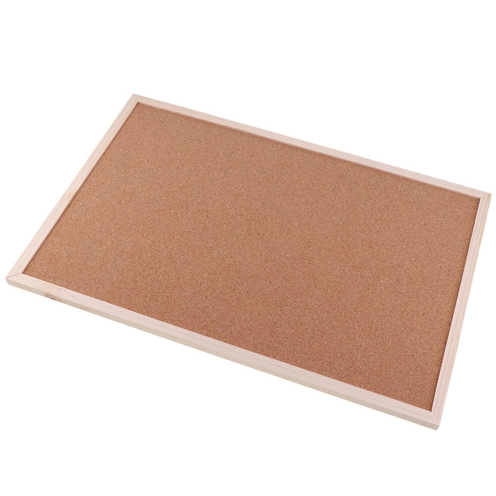 Bacheca Rettangolare 40x30x1,6 cm con Cornice in Legno da Parete in Sughero