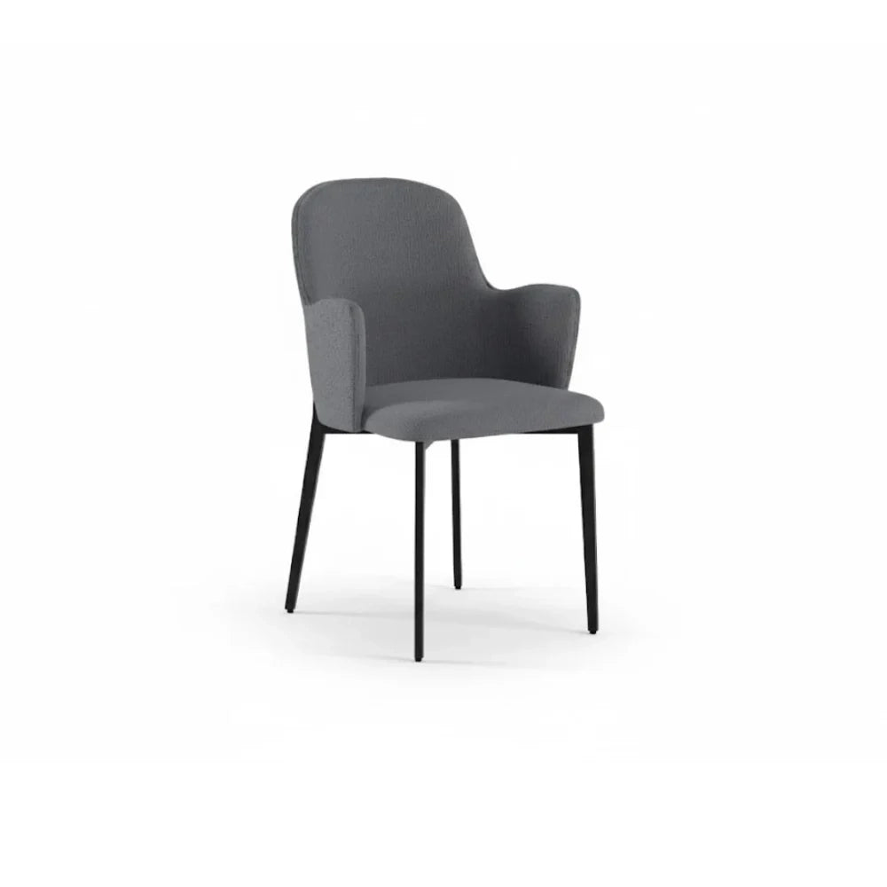 Set di 4 sedie da pranzo imbottite in tessuto grigio chiaro Flow con struttura in metallo facili da pulire | Duzzle