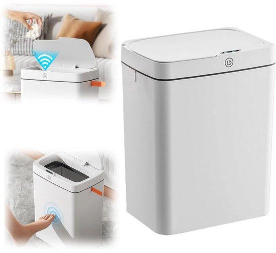 Emicemmisca automatico touchless con sensore 15 litri con coperchio bianco - impermeabile - intelligente - per cucina, bagno, ufficio