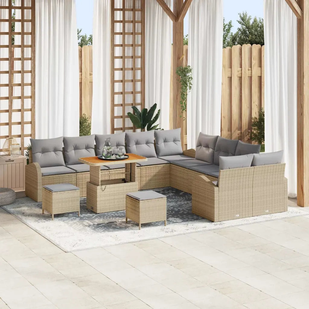 Set Divano da Giardino con cuscino 13 pcs Beige polyrattan 3362457
