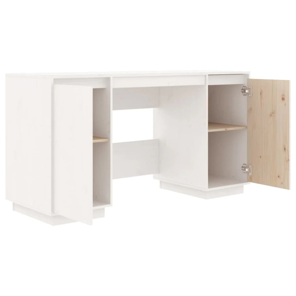 Scrivania tavolo postazione di lavoro mobile per computer studio 140 x 50 x 75 cm legno massello di pino bianco 02_0023521