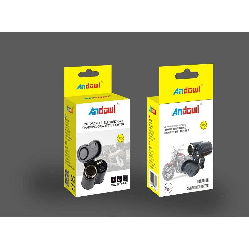 Trade Shop - Spina Accendino Caricabatteria Per Moto Cellulare Porte Usb Accendisigari Q-a47 -