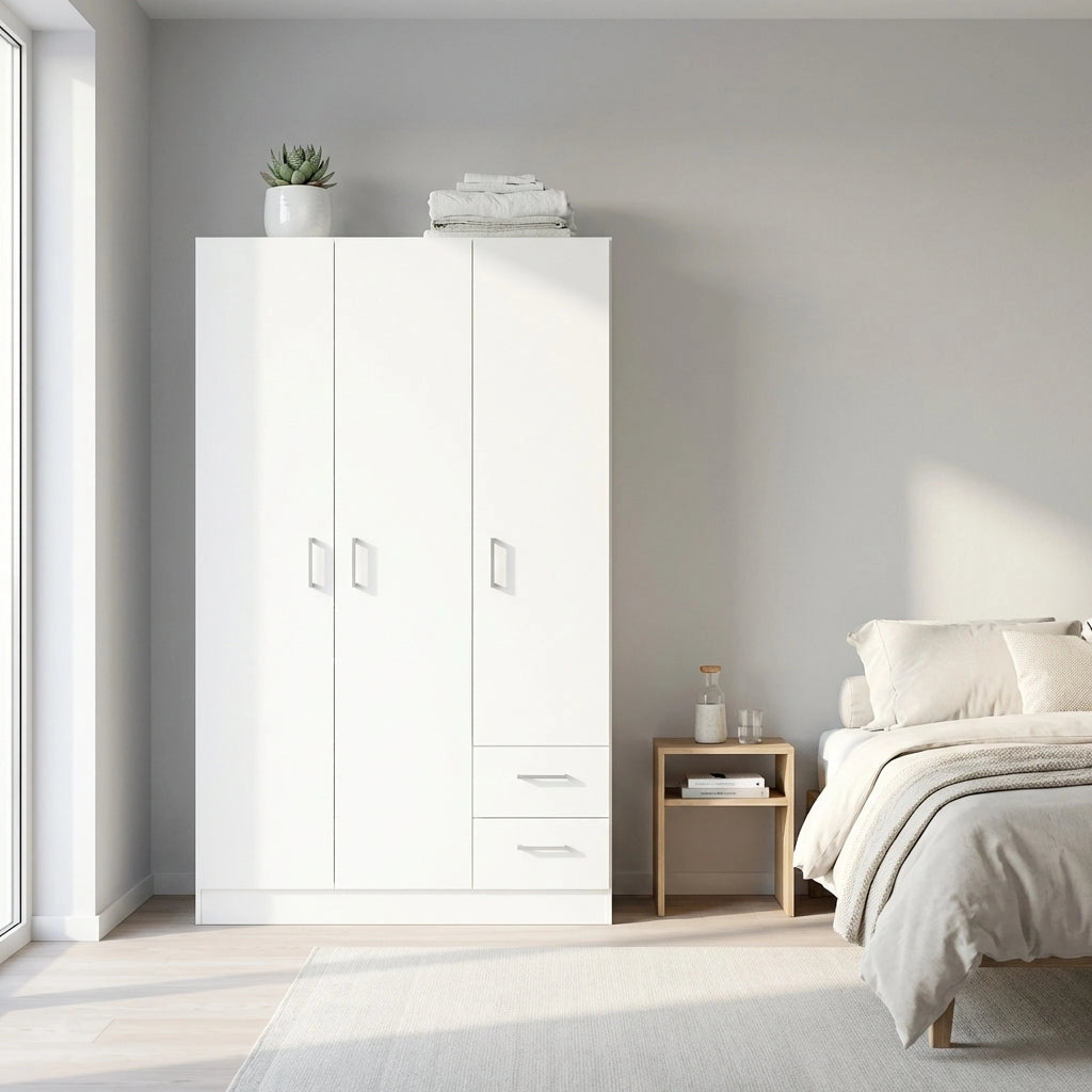 Armadio con 3 ante 2 cassetti in Legno Composito cm 120x52x190 - JOEY