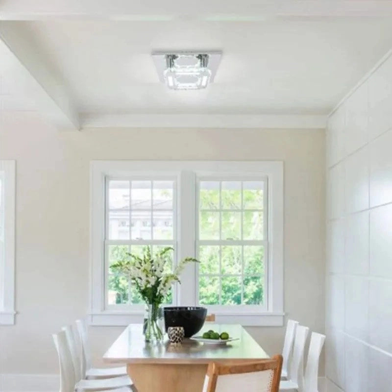 Lampada Da Soffitto Cristallo Plafoniere Led 8w Quadrato App406-c