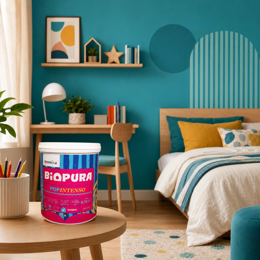 Popintenso palestra e decori interni pittura murale lavabile e coprente cromika *** formato 0,750 lt, colore- azzurro...