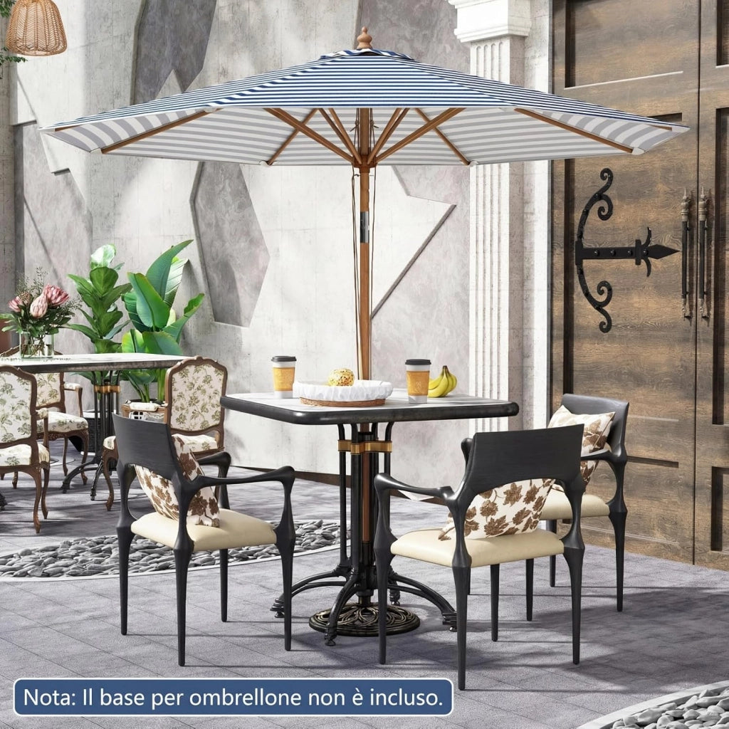 Ombrellone da Giardino 280 cm, Ombrellone Inclinazione Regolabile a 30°, con 8 Stecche, per Spiaggia Piscina Cortile (Binaco+Blu)