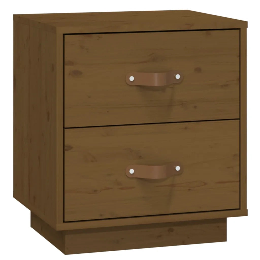 Comodino Marrone Ambrato 40x34x45 cm in Legno Massello di Pino 818331